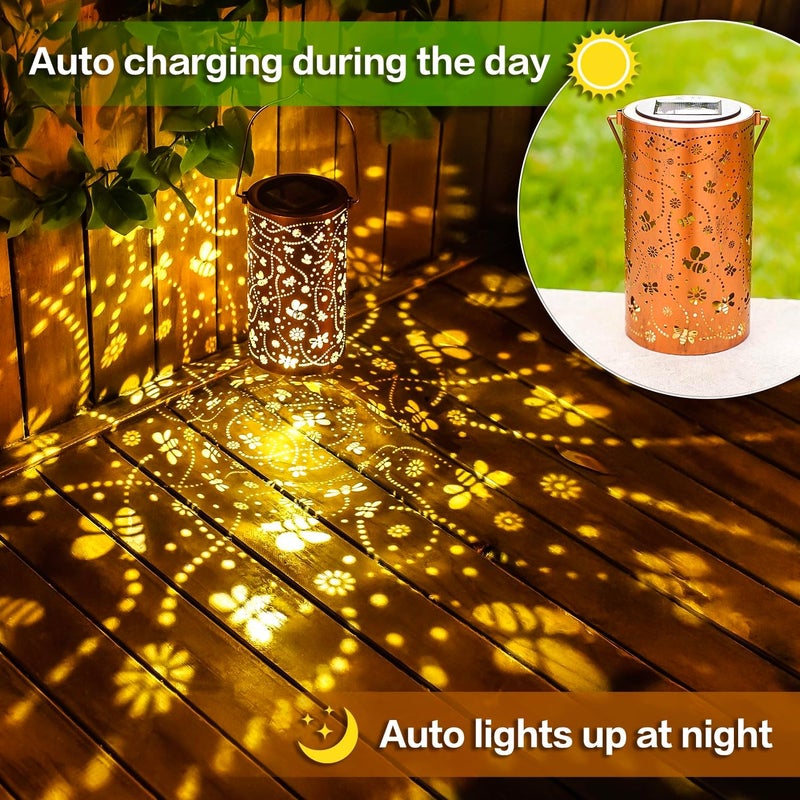 EZTZEN Bee Solar Lanterns Outdoor Waterproof Hanging Solar Lights Bee Gifts for Women Men Metal Decorative LED Bee Lanterns for Garden Decor,Yard,Patio,Lawn,Tabletop,Pathway,Landscape - Image 4